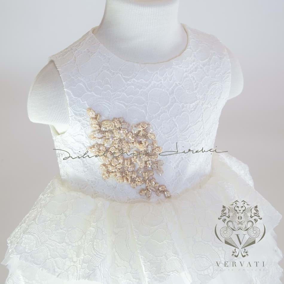 Picture of WHITE TULLE AND LACE LAYERED DRESS WITH EMBROIDERY