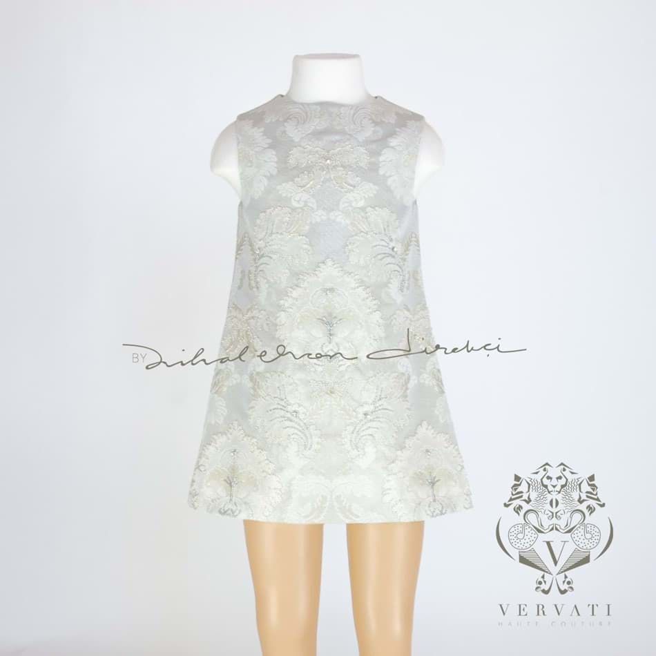 Picture of SLEVELESS BROCADE DRESS WITH EMBROIDERY
