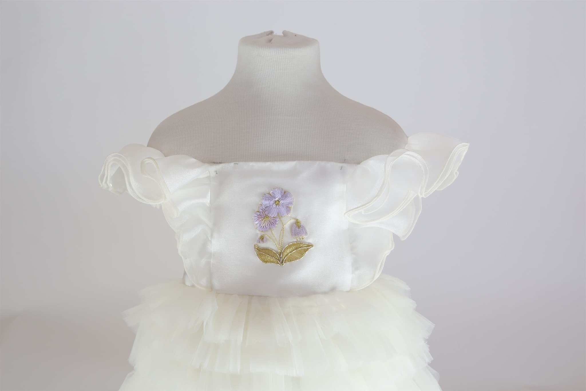 Picture of LILAC FLORAL EMBELLISHED TULLE DRESS