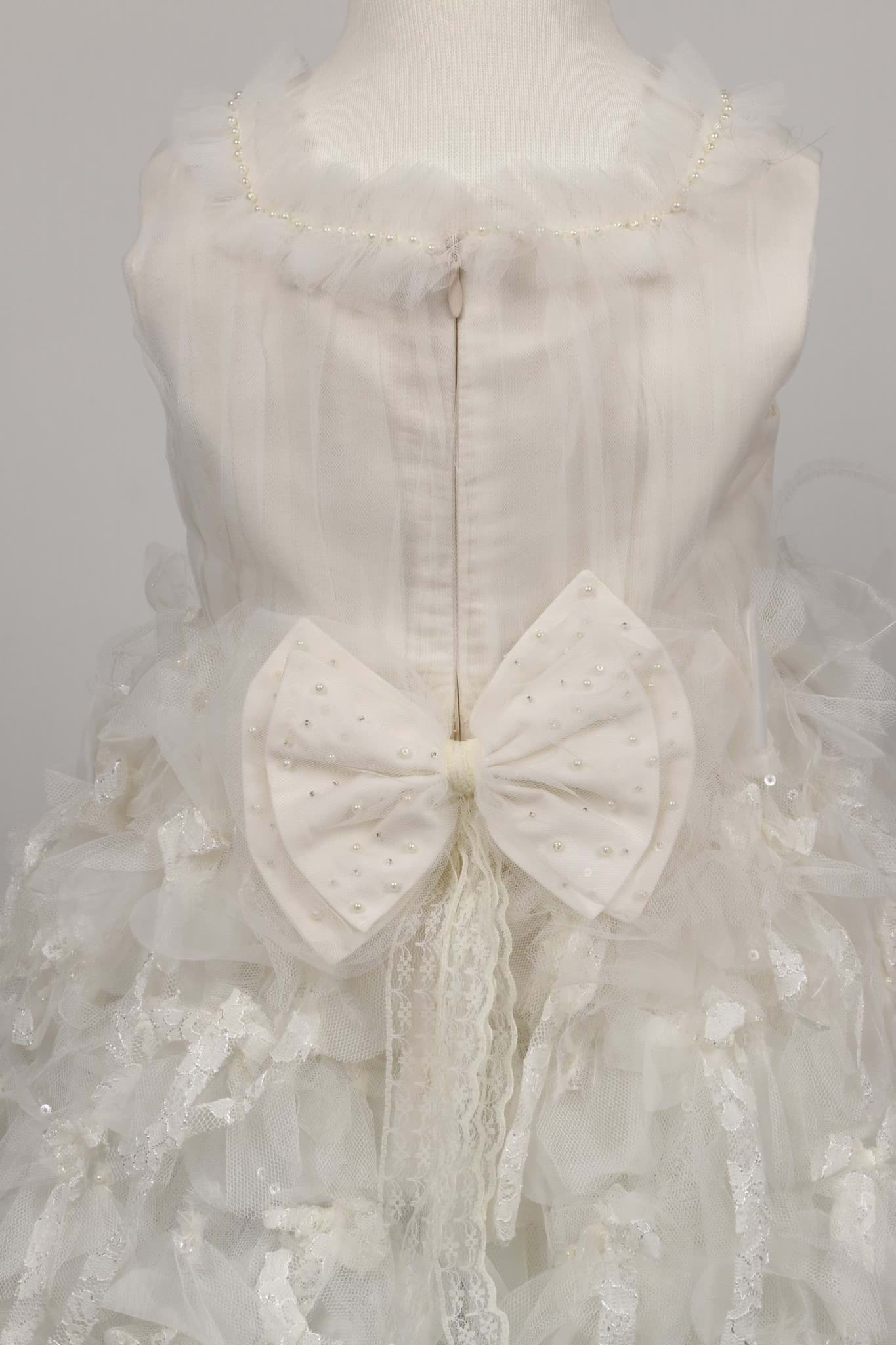 Picture of BOW DETAILED WHITE FLOWER GIRL DRESS 