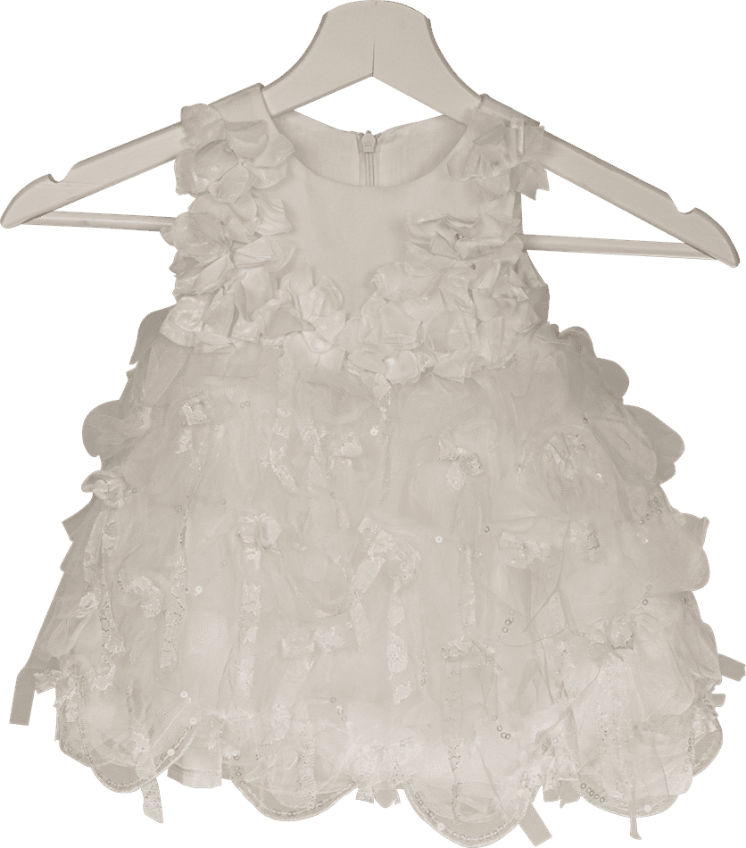 Picture of  ORGANZA FLORAL DETAİLED WHİTE DRESS