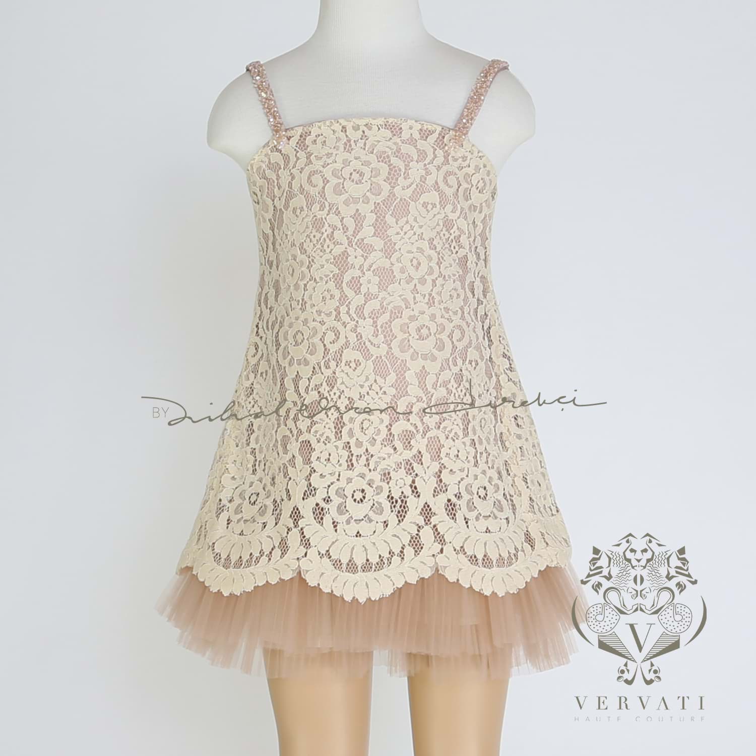 Picture of LACE DRESS WITH EMBROIDERED STRIPS